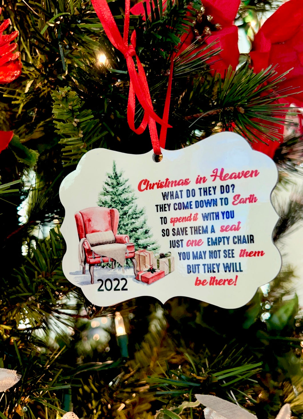 Christmas in heaven flat ornament