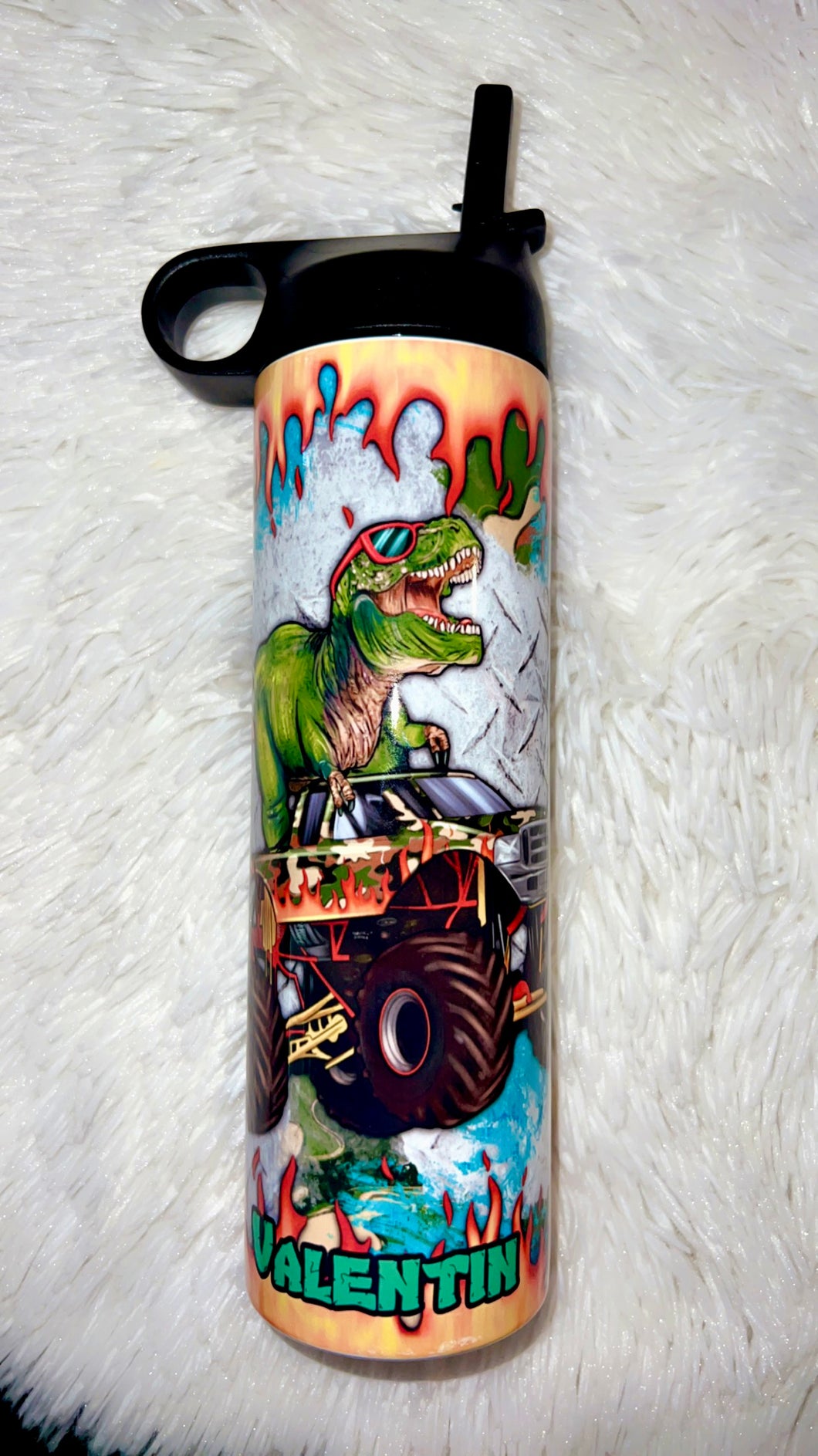 Dino Monster truck tumbler