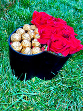 Load image into Gallery viewer, Double layer flower box with rose, chocolate and strawberries
