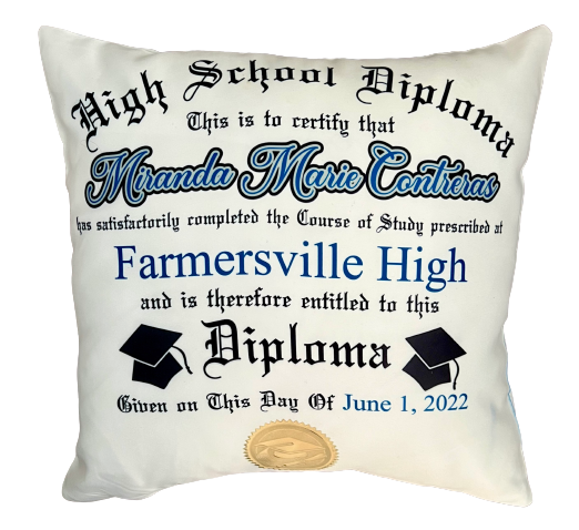 High school diploma pillow